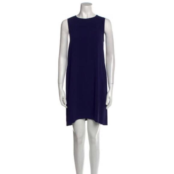 Rag & Bone Dress Split Back Sleeveless High Neck Mini Blue Black Women's Medium - Picture 12 of 14